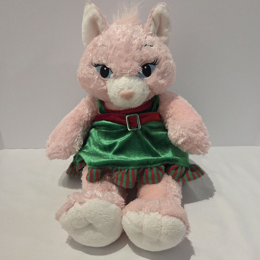 Build A Bear Marie Pink Cat 17" Sassy Kitty White Heart Kitten Plush Stuffy Toy
